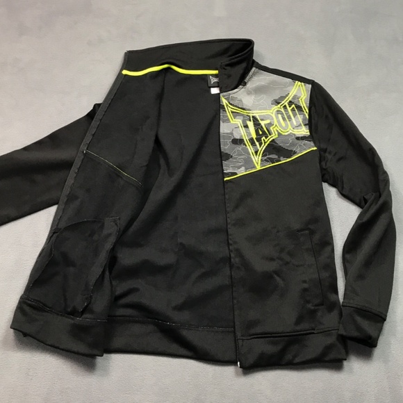 TAP OUT Jacket Full Zip Mens Large Slim Black Stretch Track TapOut Gym Workout - Picture 2 of 11